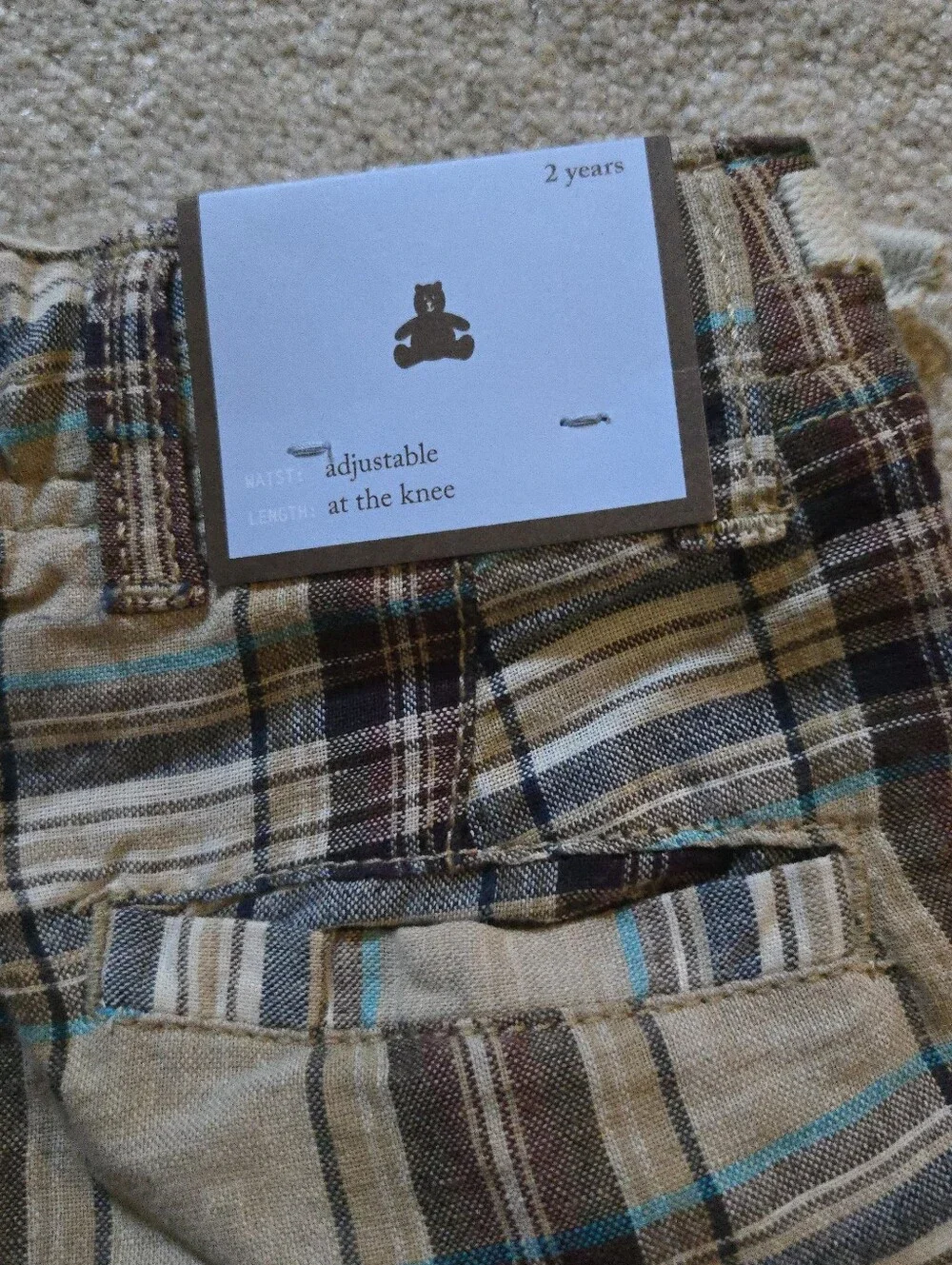 NWT Baby GAP Tan/Brown Plaid Shorts Size 2 Years